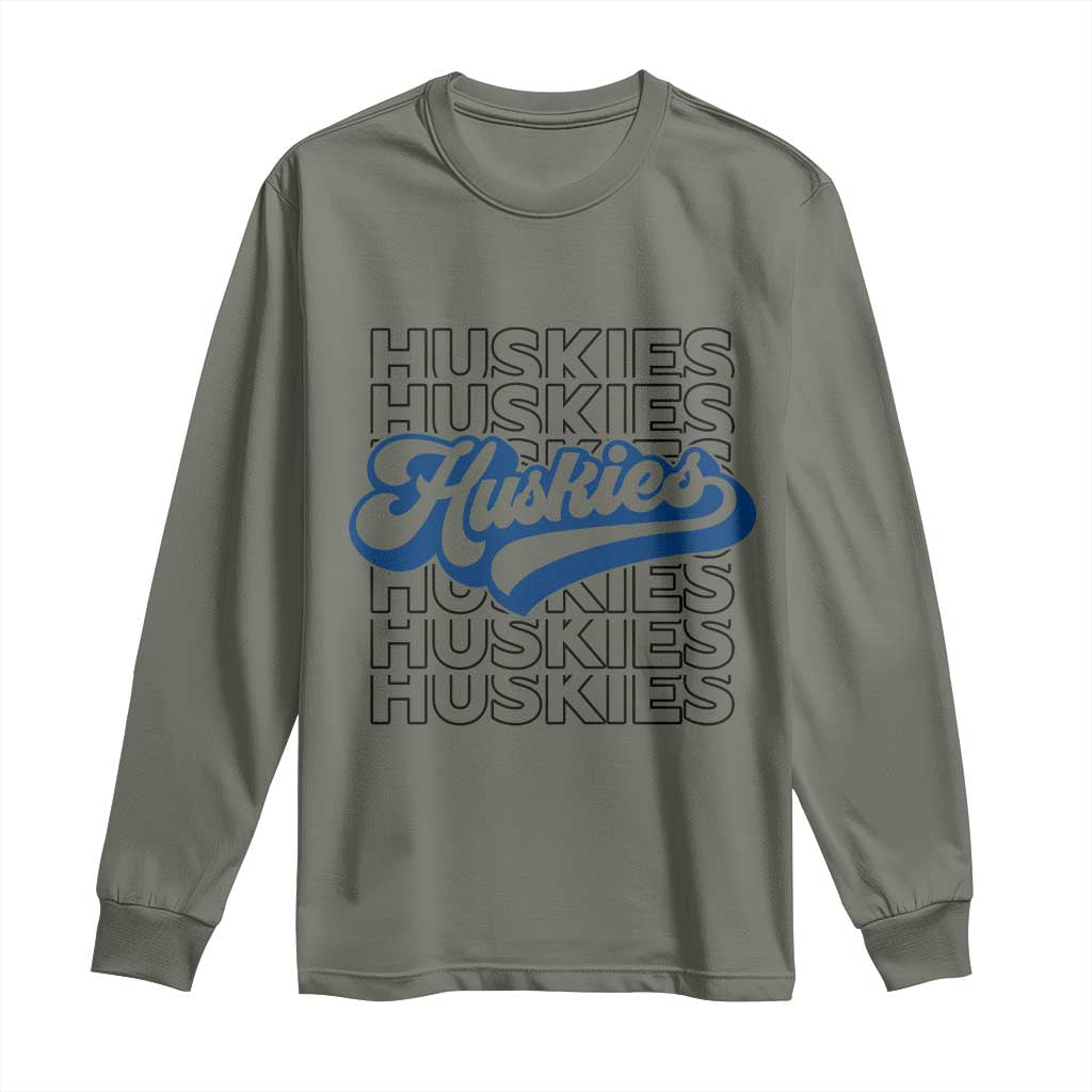 Proud Siberian Husky Fan Long Sleeve Shirt Sports Dog Lover TS12 Military Green Print Your Wear