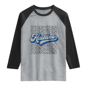 Proud Siberian Husky Fan Raglan Shirt Sports Dog Lover TS12 Heather Gray Black Print Your Wear