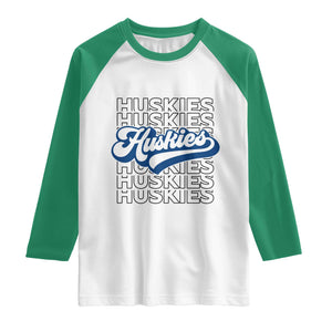 Proud Siberian Husky Fan Raglan Shirt Sports Dog Lover TS12 White Kelly Green Print Your Wear