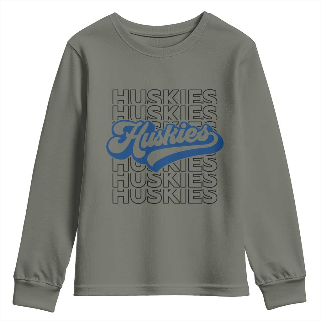 Proud Siberian Husky Fan Youth Sweatshirt Sports Dog Lover TS12 Military Green Print Your Wear