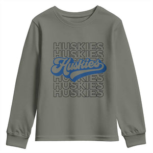 Proud Siberian Husky Fan Youth Sweatshirt Sports Dog Lover TS12 Military Green Print Your Wear