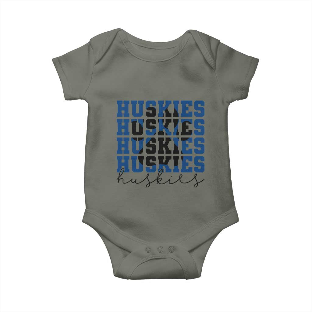 Husky Fan Paw Inset Baby Onesie Team Pride School Spirit TS12 Military Green Print Your Wear