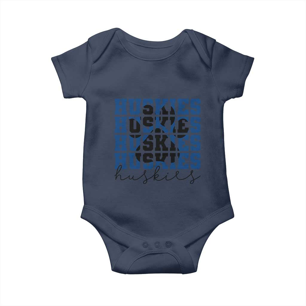 Husky Fan Paw Inset Baby Onesie Team Pride School Spirit TS12 Navy Print Your Wear