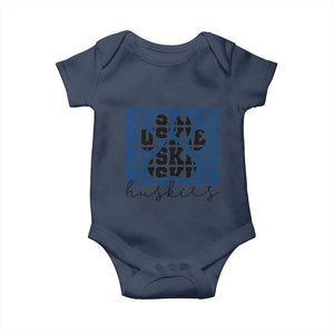 Husky Fan Paw Inset Baby Onesie Team Pride School Spirit TS12 Navy Print Your Wear