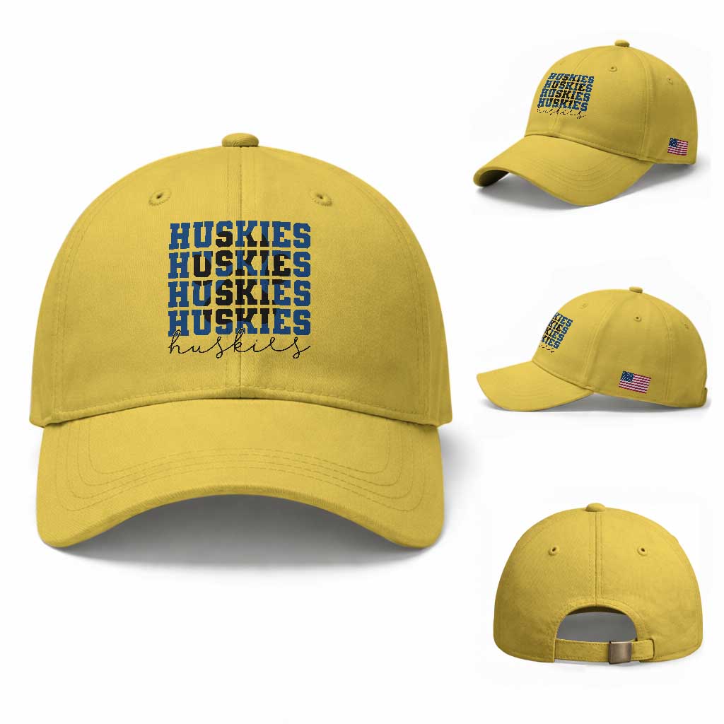 Husky Fan Paw Inset Baseball Cap Team Pride School Spirit TS12 Baseball Cap Universal Fit Yellow Print Your Wear