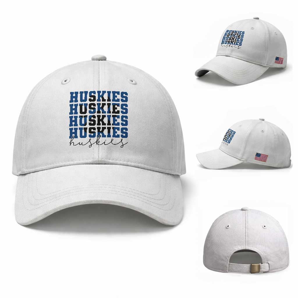 Husky Fan Paw Inset Baseball Cap Team Pride School Spirit TS12 Baseball Cap Universal Fit White Print Your Wear