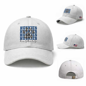 Husky Fan Paw Inset Baseball Cap Team Pride School Spirit TS12 Baseball Cap Universal Fit White Print Your Wear