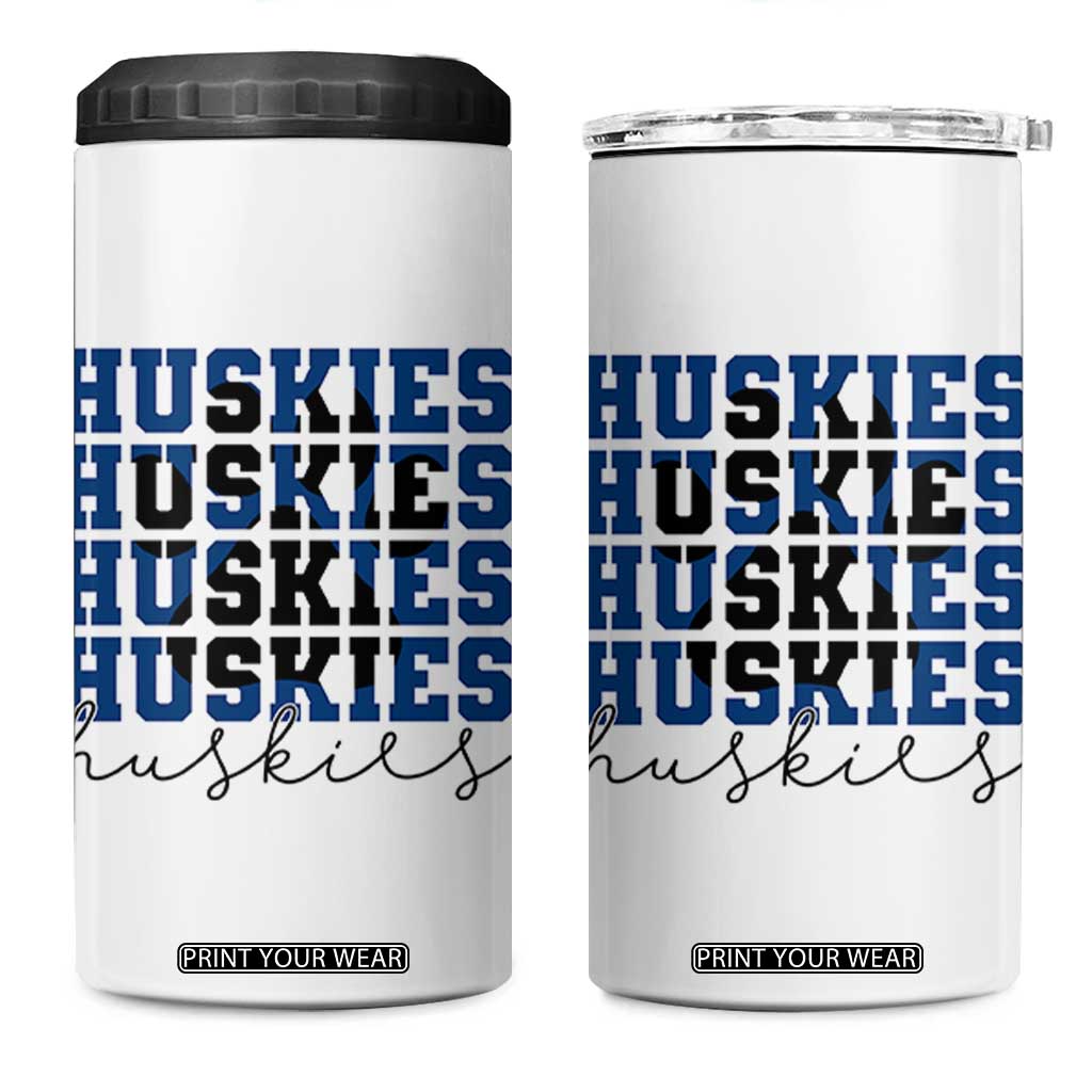 Husky Fan Paw Inset 4 in 1 Can Cooler Tumbler Team Pride School Spirit TS12 One Size: 16 oz White Print Your Wear