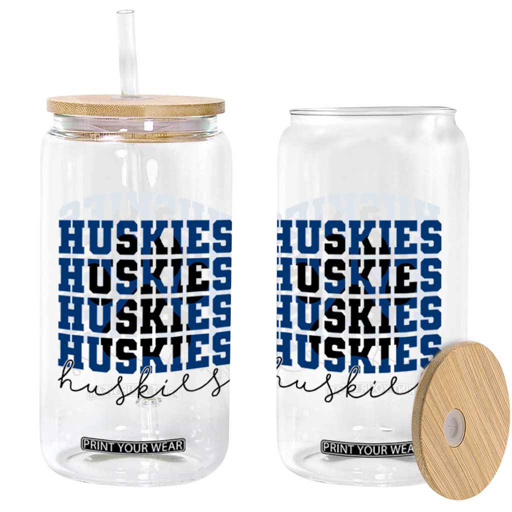 Husky Fan Paw Inset Glass Can Team Pride School Spirit TS12 Print Your Wear