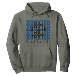 Husky Fan Paw Inset Hoodie Team Pride School Spirit TS12 Military Green Print Your Wear