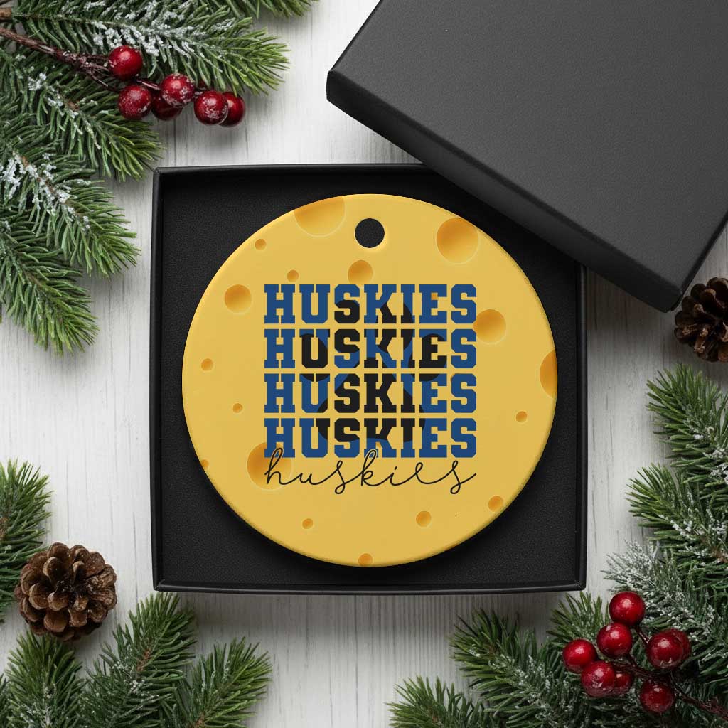 Husky Fan Paw Inset Ceramic Ornament Team Pride School Spirit TS12 1pc Yellow Cheese Print Your Wear