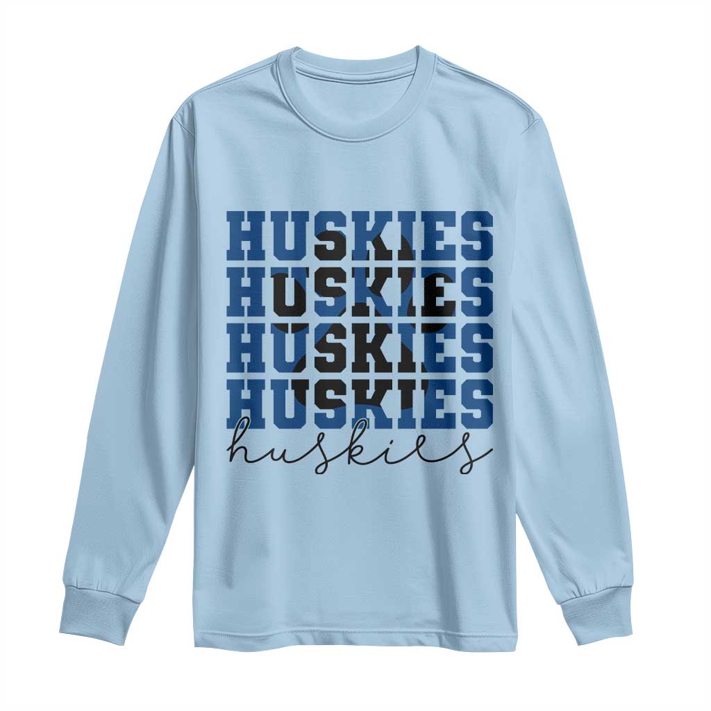 Husky Fan Paw Inset Long Sleeve Shirt Team Pride School Spirit TS12 Light Blue Print Your Wear