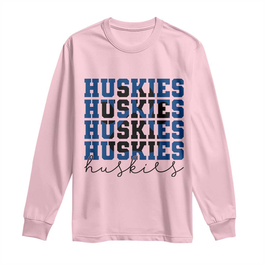 Husky Fan Paw Inset Long Sleeve Shirt Team Pride School Spirit TS12 Light Pink Print Your Wear