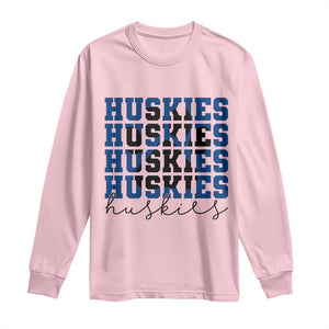 Husky Fan Paw Inset Long Sleeve Shirt Team Pride School Spirit TS12 Light Pink Print Your Wear