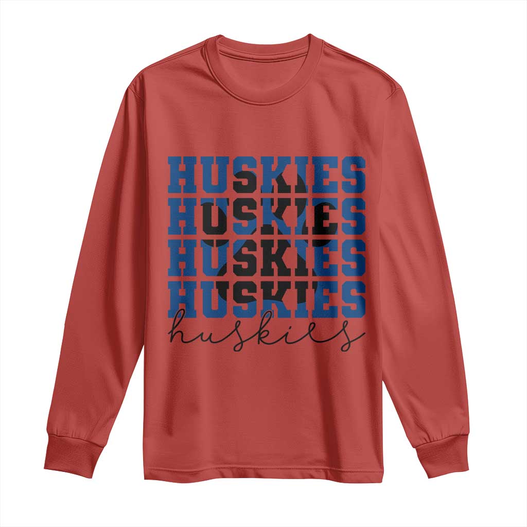 Husky Fan Paw Inset Long Sleeve Shirt Team Pride School Spirit TS12 Red Print Your Wear