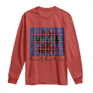 Husky Fan Paw Inset Long Sleeve Shirt Team Pride School Spirit TS12 Red Print Your Wear