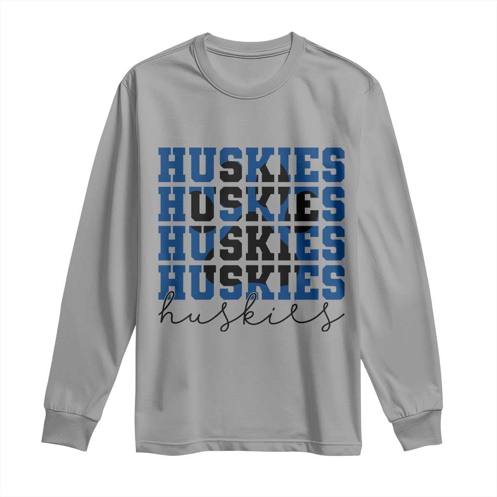 Husky Fan Paw Inset Long Sleeve Shirt Team Pride School Spirit TS12 Sport Gray Print Your Wear