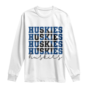 Husky Fan Paw Inset Long Sleeve Shirt Team Pride School Spirit TS12 White Print Your Wear