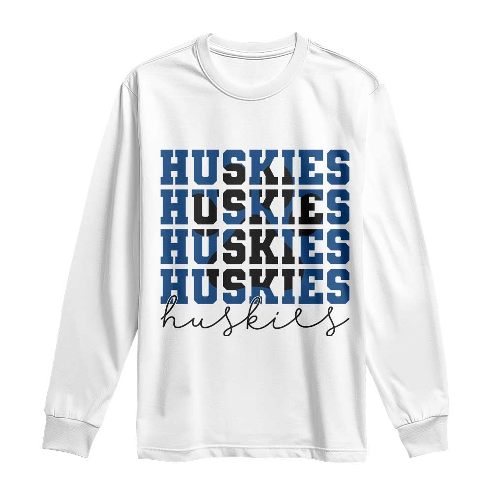 Husky Fan Paw Inset Long Sleeve Shirt Team Pride School Spirit TS12 White Print Your Wear