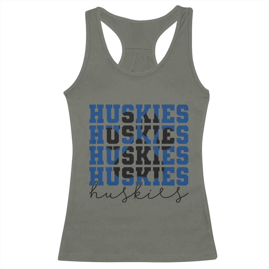Husky Fan Paw Inset Racerback Tank Top Team Pride School Spirit TS12 Military Green Print Your Wear