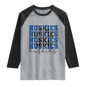 Husky Fan Paw Inset Raglan Shirt Team Pride School Spirit TS12 Heather Gray Black Print Your Wear