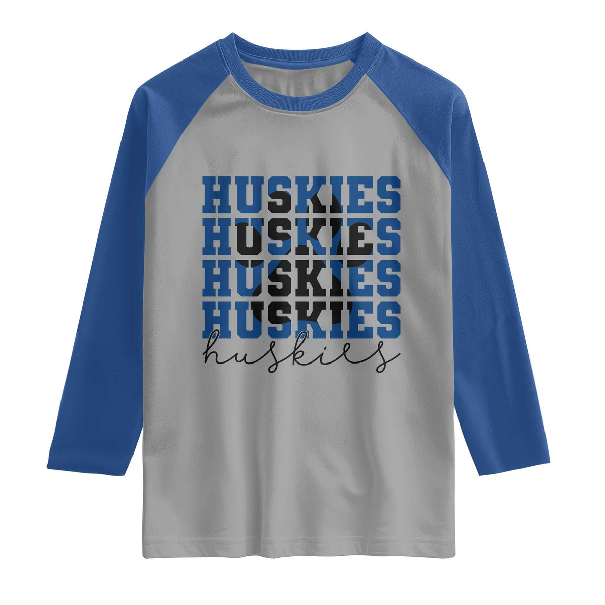Husky Fan Paw Inset Raglan Shirt Team Pride School Spirit TS12 Sport Gray Royal Print Your Wear