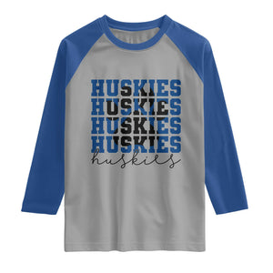 Husky Fan Paw Inset Raglan Shirt Team Pride School Spirit TS12 Sport Gray Royal Print Your Wear