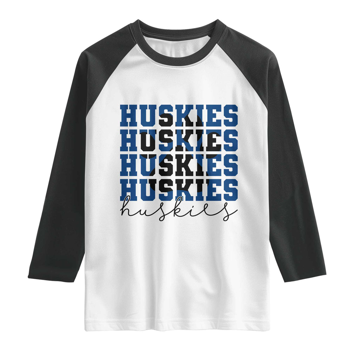 Husky Fan Paw Inset Raglan Shirt Team Pride School Spirit TS12 White Black Print Your Wear