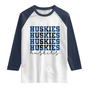 Husky Fan Paw Inset Raglan Shirt Team Pride School Spirit TS12 White Navy Print Your Wear