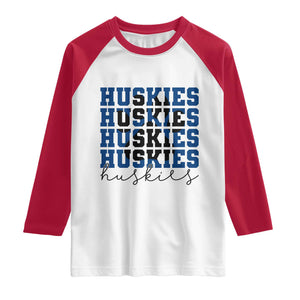 Husky Fan Paw Inset Raglan Shirt Team Pride School Spirit TS12 White Red Print Your Wear