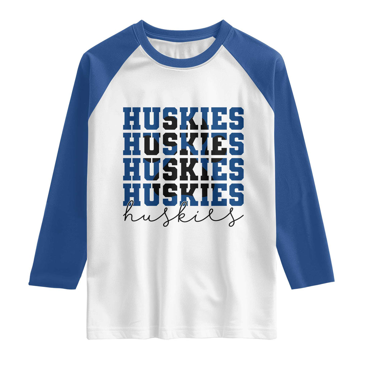 Husky Fan Paw Inset Raglan Shirt Team Pride School Spirit TS12 White Royal Print Your Wear