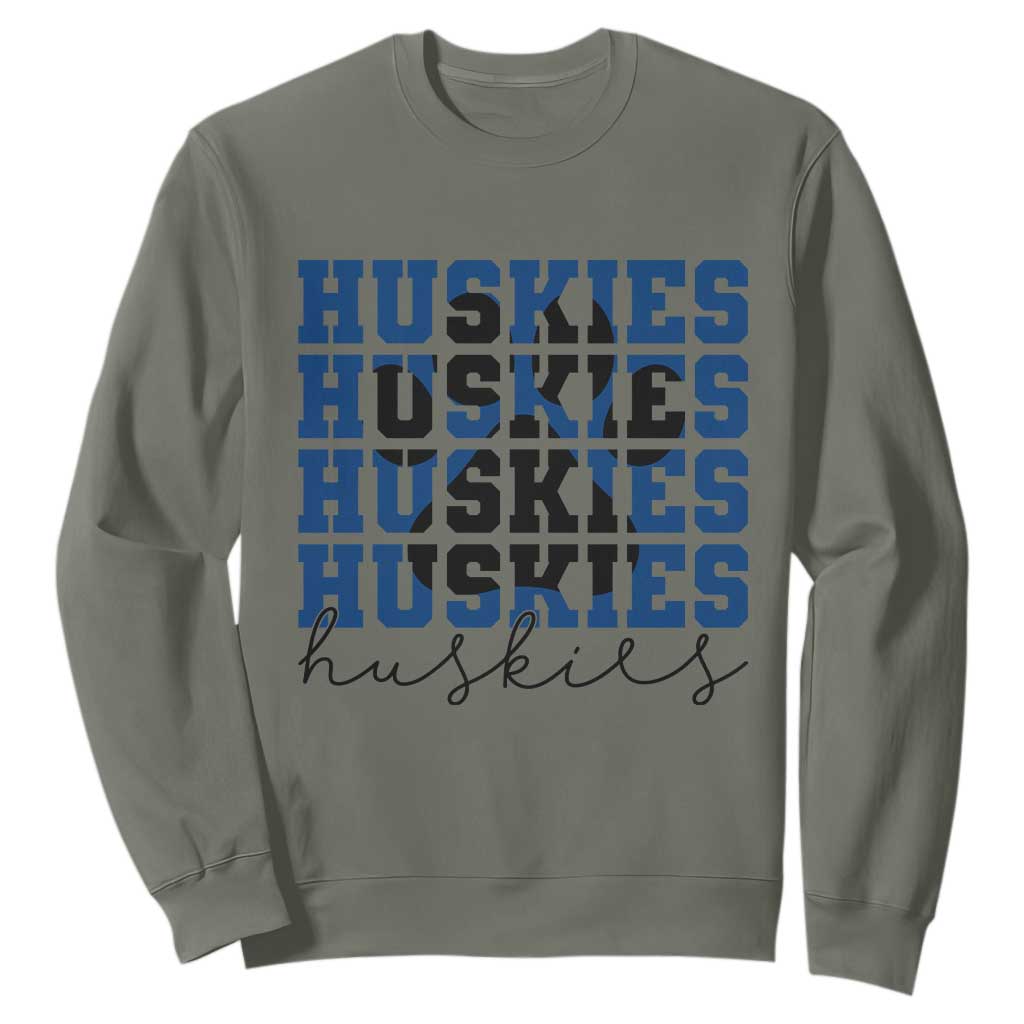 Husky Fan Paw Inset Sweatshirt Team Pride School Spirit TS12 Military Green Print Your Wear