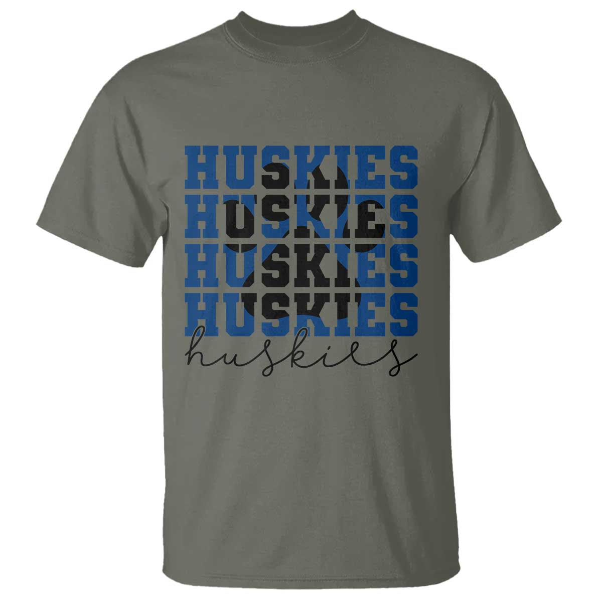 Husky Fan Paw Inset T Shirt Team Pride School Spirit TS12 Military Green Print Your Wear