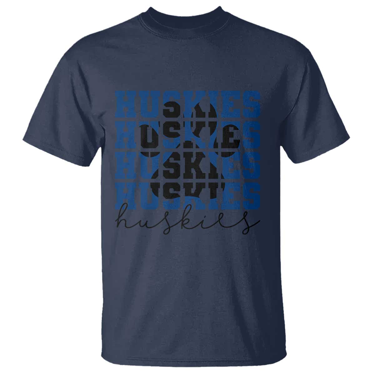 Husky Fan Paw Inset T Shirt Team Pride School Spirit TS12 Navy Print Your Wear
