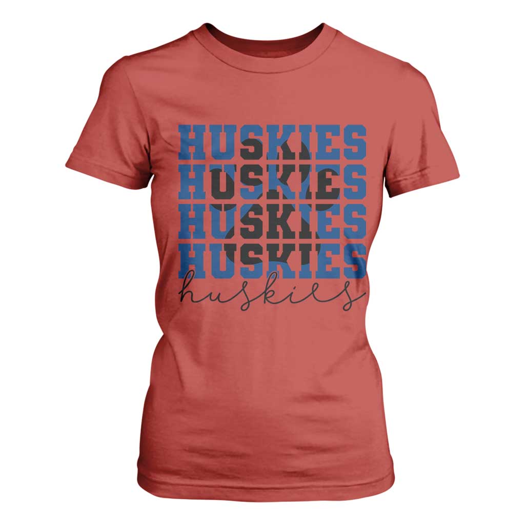 Husky Fan Paw Inset T Shirt For Women Team Pride School Spirit TS12 Red Print Your Wear