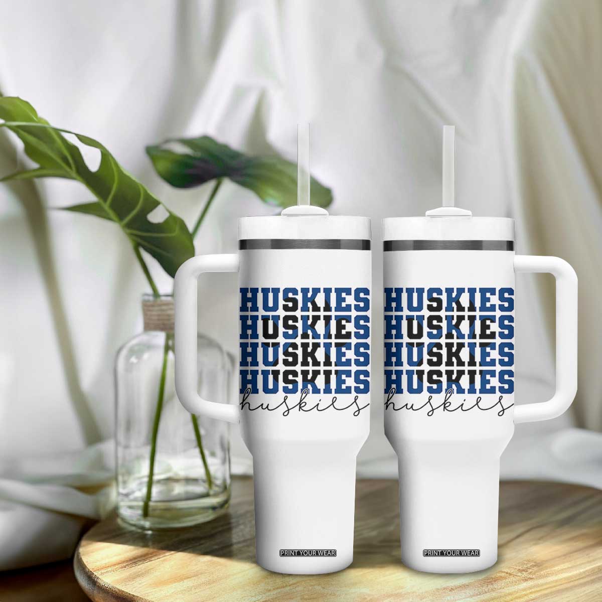 Husky Fan Paw Inset Tumbler With Handle Team Pride School Spirit TS12 Print Your Wear