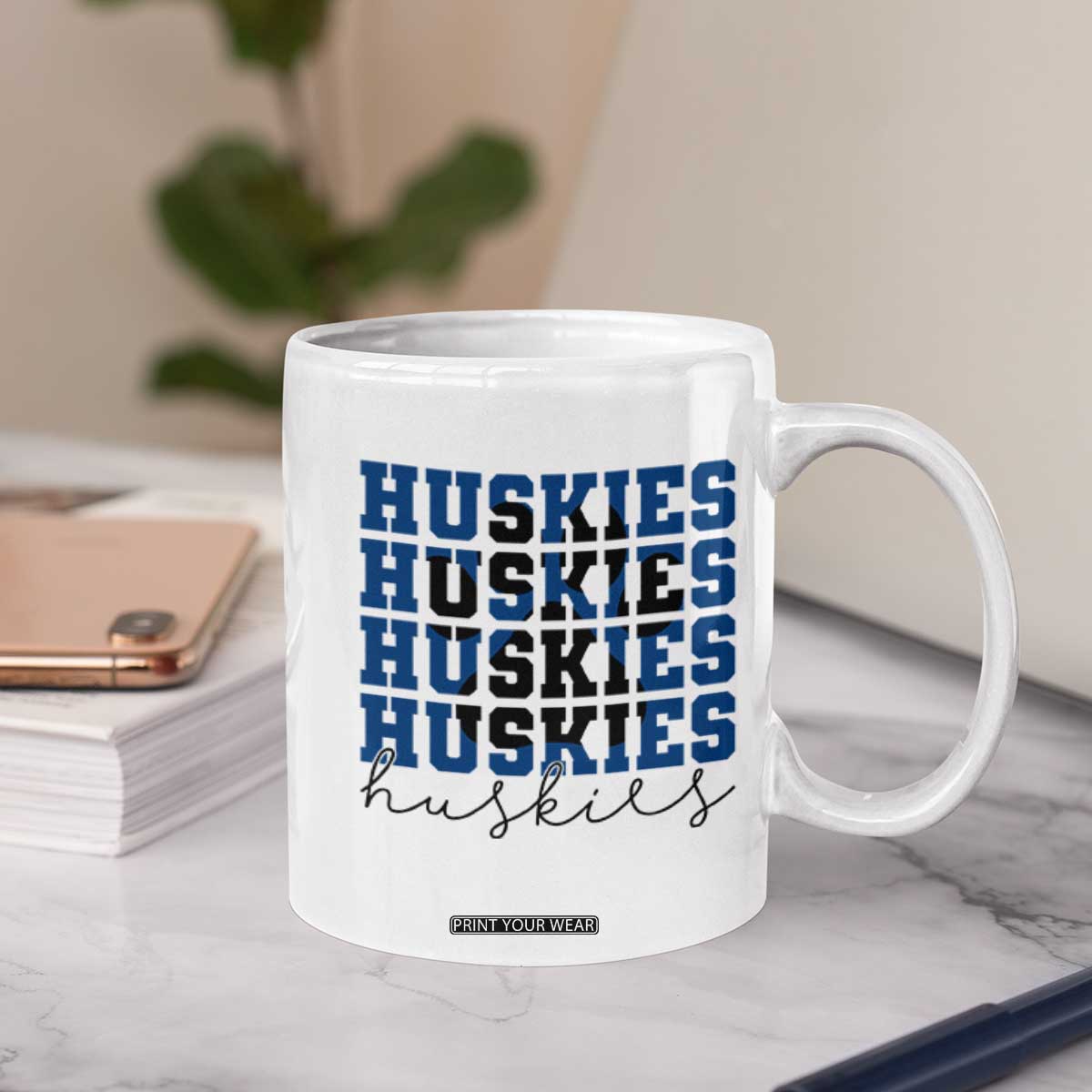Husky Fan Paw Inset Coffee Mug Team Pride School Spirit TS12 Print Your Wear