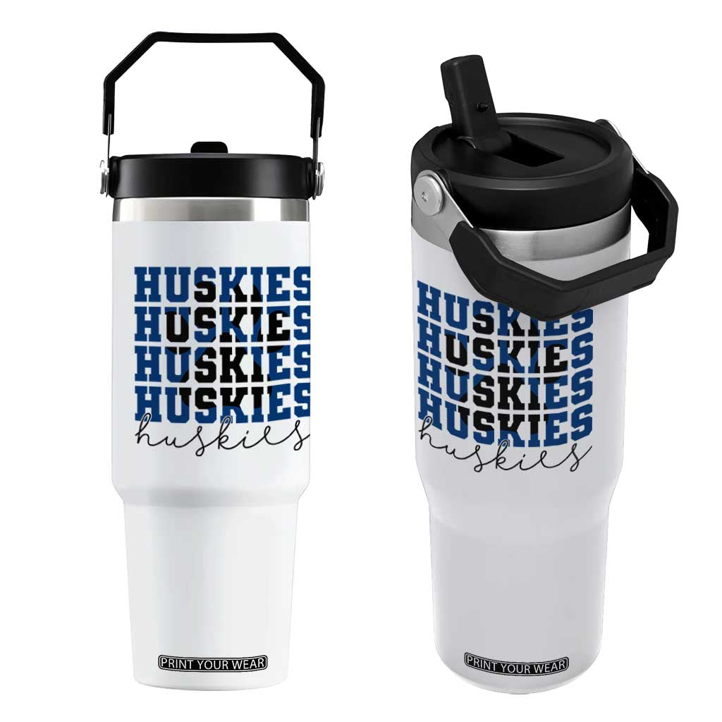 Husky Fan Paw Inset Flip Straw Tumbler Team Pride School Spirit TS12 One Size: 30 oz White Print Your Wear