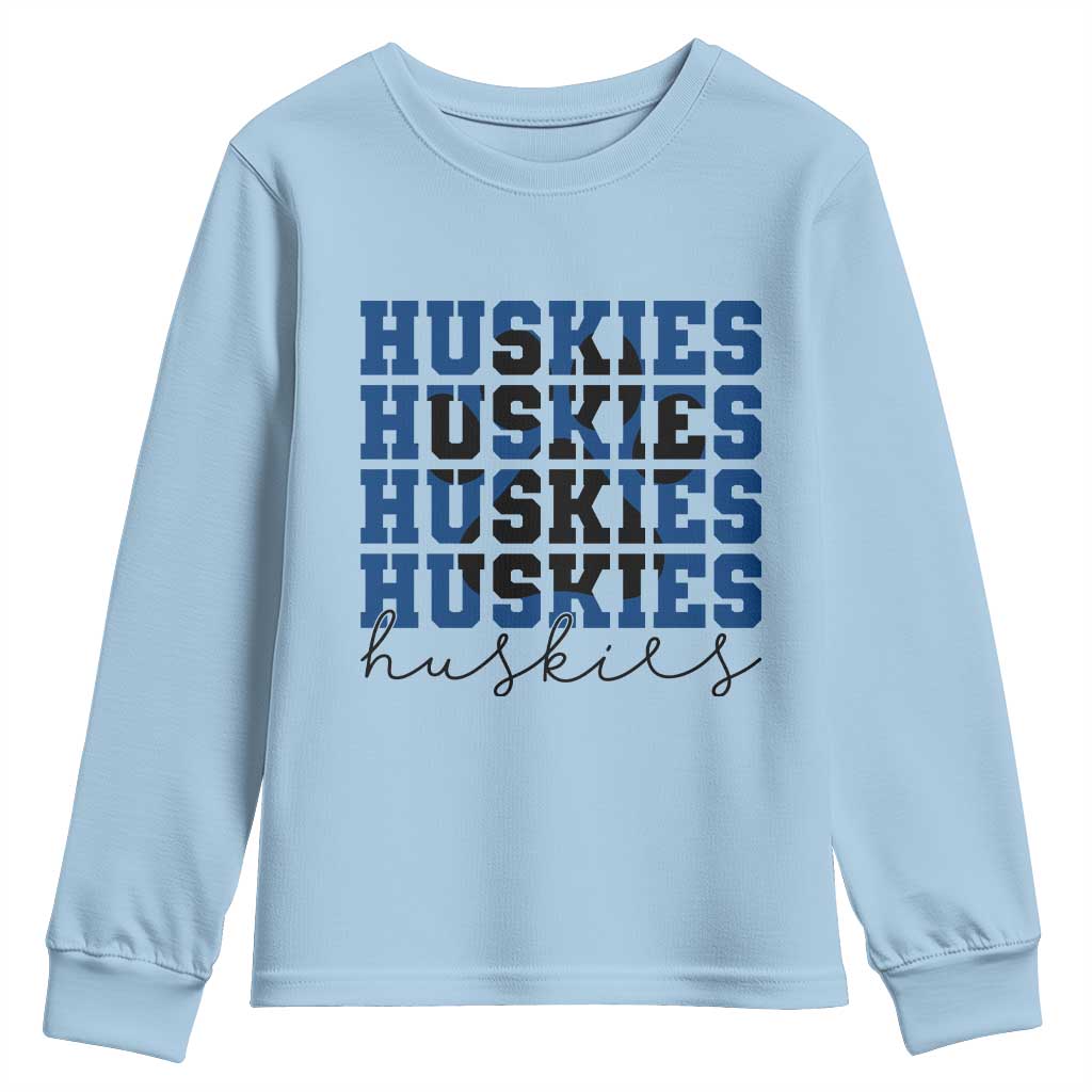 Husky Fan Paw Inset Youth Sweatshirt Team Pride School Spirit TS12 Light Blue Print Your Wear