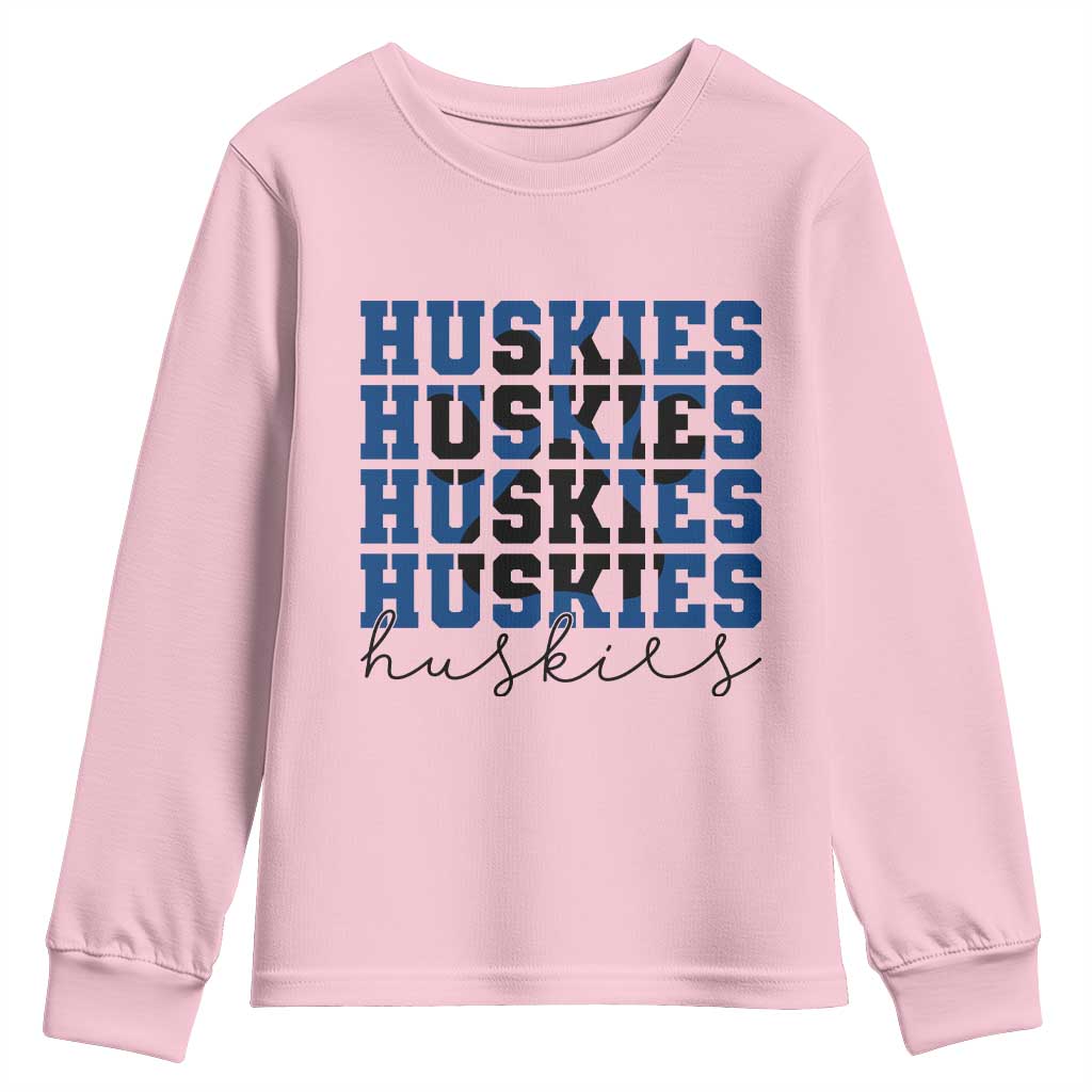 Husky Fan Paw Inset Youth Sweatshirt Team Pride School Spirit TS12 Light Pink Print Your Wear