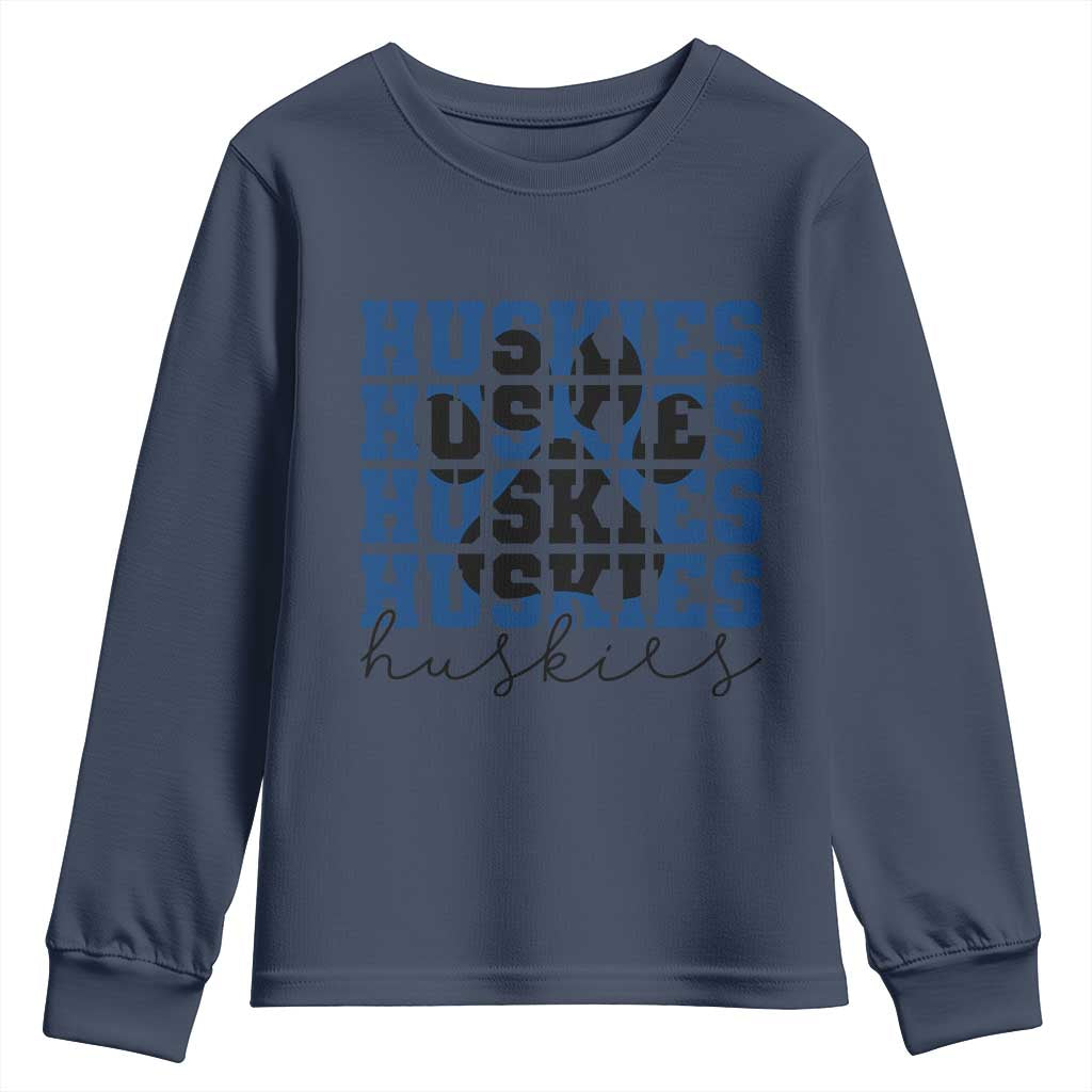 Husky Fan Paw Inset Youth Sweatshirt Team Pride School Spirit TS12 Navy Print Your Wear