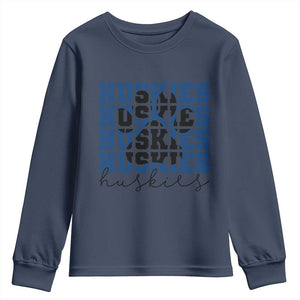 Husky Fan Paw Inset Youth Sweatshirt Team Pride School Spirit TS12 Navy Print Your Wear
