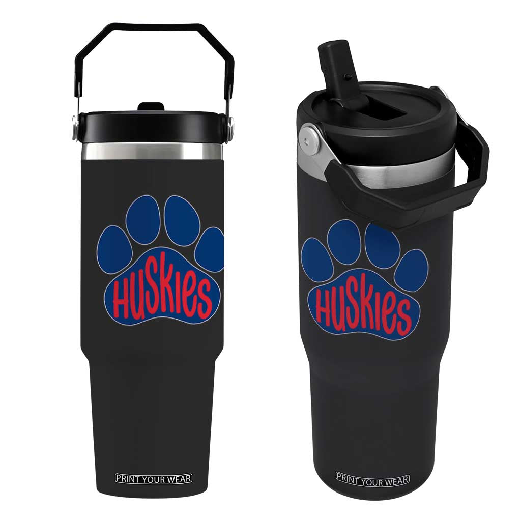 Siberian Husky Fan Paw Flip Straw Tumbler Sports Dog Lover TS12 One Size: 30 oz Black Print Your Wear