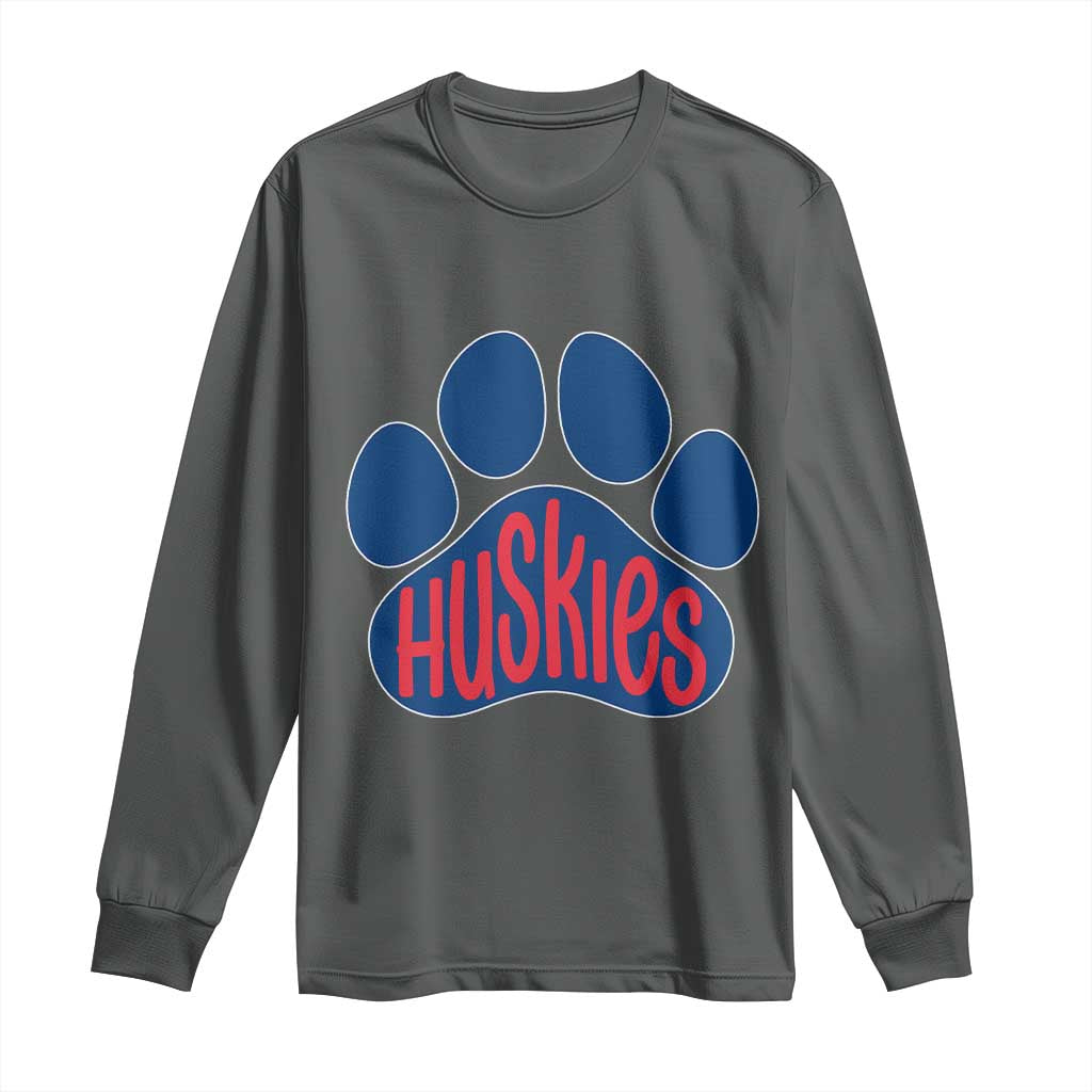 Siberian Husky Fan Paw Long Sleeve Shirt Sports Dog Lover TS12 Dark Heather Print Your Wear