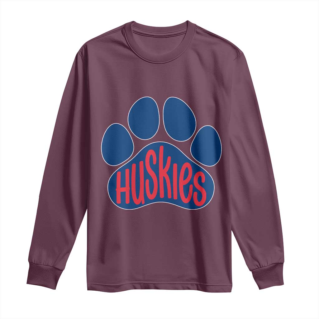 Siberian Husky Fan Paw Long Sleeve Shirt Sports Dog Lover TS12 Maroon Print Your Wear