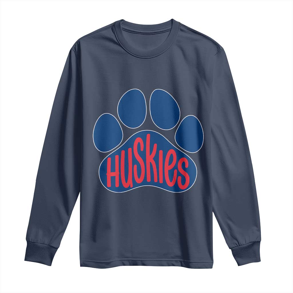 Siberian Husky Fan Paw Long Sleeve Shirt Sports Dog Lover TS12 Navy Print Your Wear