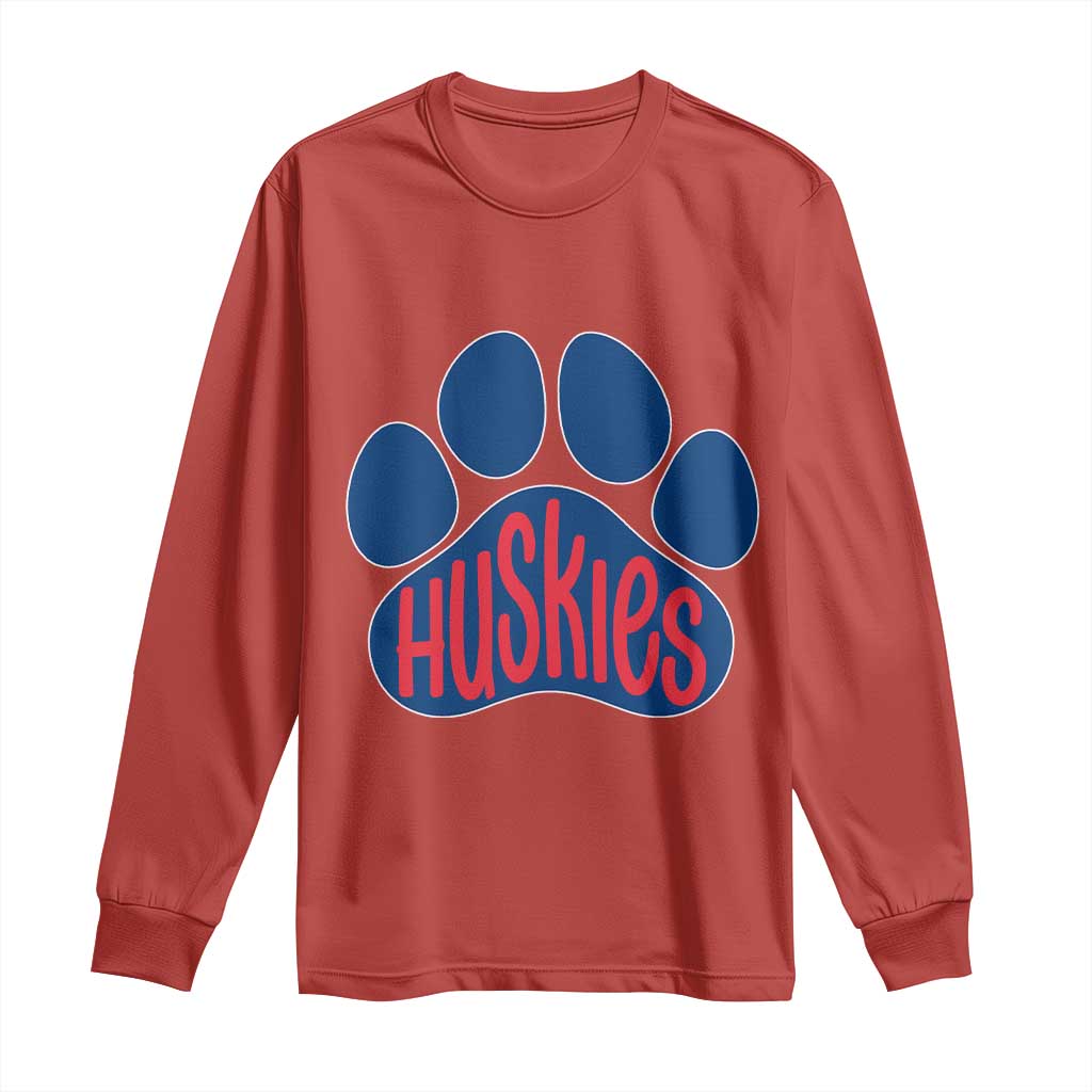 Siberian Husky Fan Paw Long Sleeve Shirt Sports Dog Lover TS12 Red Print Your Wear