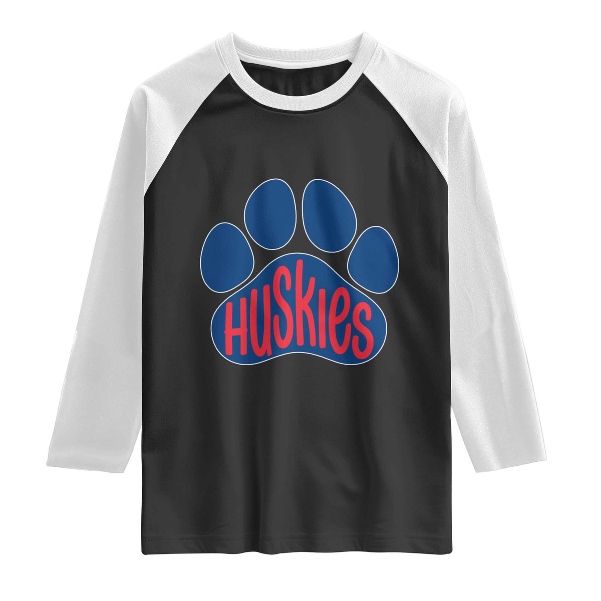 Siberian Husky Fan Paw Raglan Shirt Sports Dog Lover TS12 Black White Print Your Wear