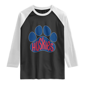 Siberian Husky Fan Paw Raglan Shirt Sports Dog Lover TS12 Black White Print Your Wear