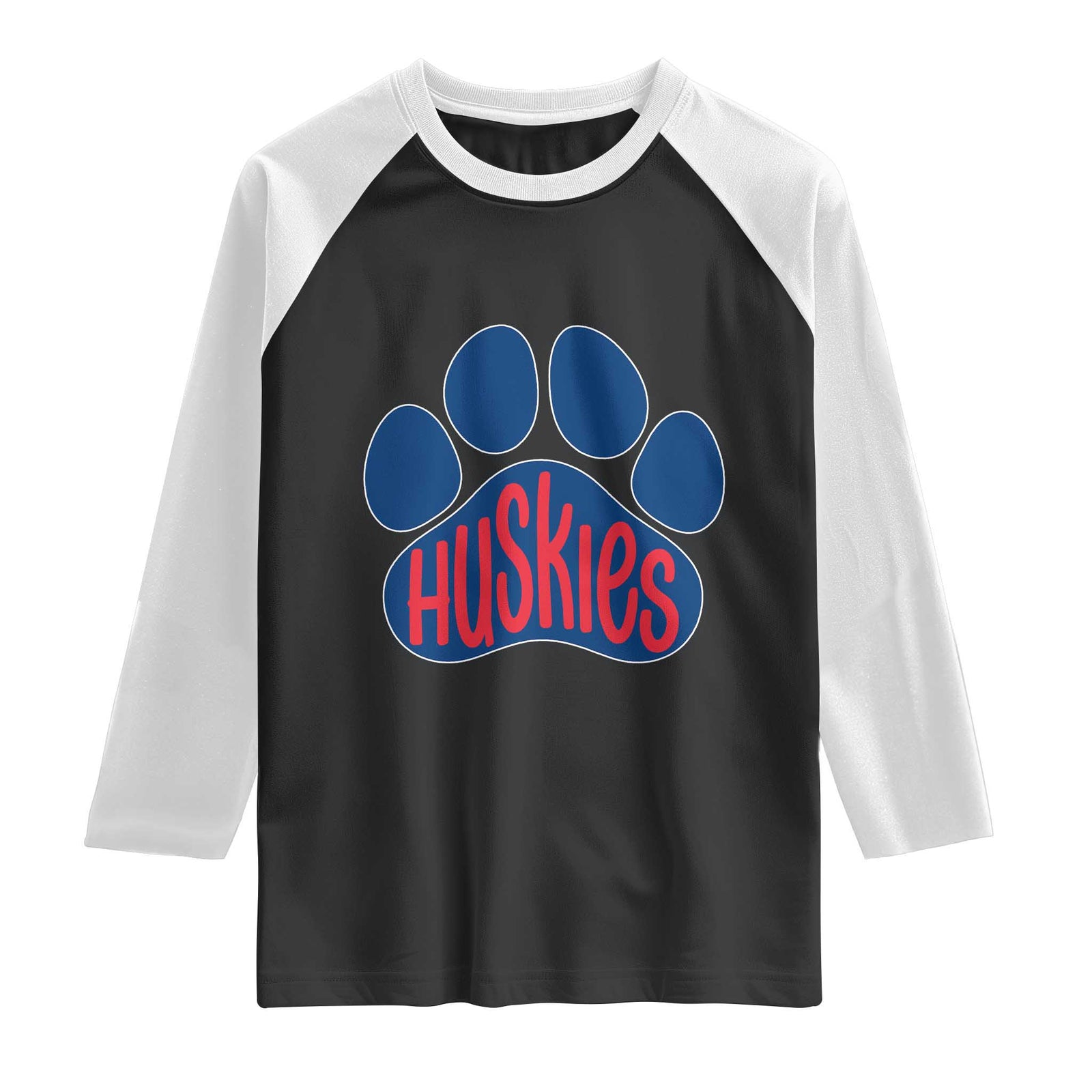 Siberian Husky Fan Paw Raglan Shirt Sports Dog Lover TS12 Black White Print Your Wear